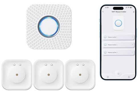 Wassermelder WLAN Wasser Sensor für Küche：Smart App-Benachrichtigung Wassersensor- IP65 Wasserdicht Kompakter Wasseralarm mit Batterie - Water Leak Detector für Badezimmer Keller