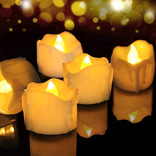 LED Teelichter,12er Set LED Teelichter mit Timer Flammenlose LED Kerzen Batteriebetriebener, echte Flammeneffekt, flackernde LED Tee Lichter,6 Stunden an und 18 Stunden aus für Weihnachten,Party