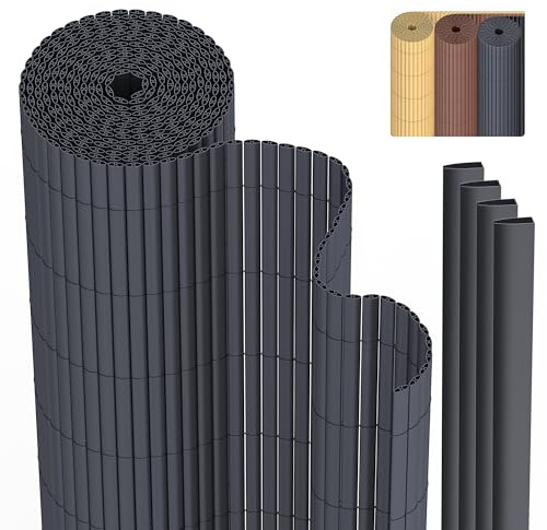 PVC Sichtschutzmatte Sichtschutzzaun 80 x 300 cm Privatsphäre Wetterfest für Garten, Balkon und Terrasse, Sichtschutz mit Strukturierte Oberfläche, Balkonumrandung mit Kabelbindern & Abdeckung