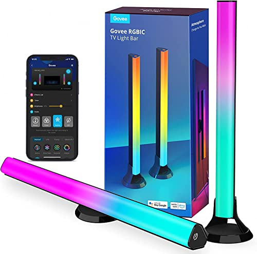 Govee RGBIC LED TV Lightbars with Doppelte Lichtperlen für 45-70 Zoll TV | Hintergrundbeleuchtung für TV & PC, Funktioniert mit Alexa&Google Assistant, 3 Platzierungsoptionen, Schwarz,38x3x4cm (LxWxH)