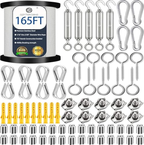 50M Stahlseil 2mm ,304 Edelstahlseil 2mm ,Drahtseil 2mm,M2 Drahtseilklemme mit M5 Drahtseil Spanner für rankhilfe edelstahl seilsystem,spannseil edelstahl für außen