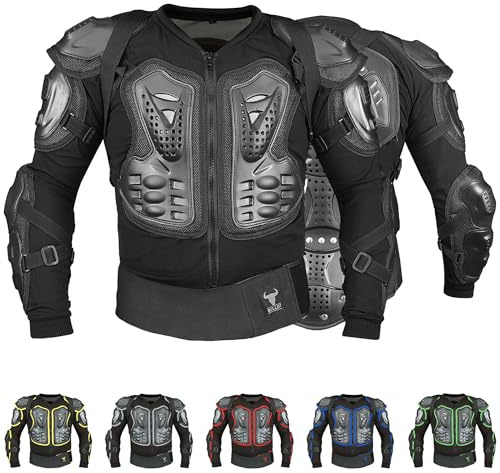 BULLDT Protektorenjacke Damen & Herren Titan für Motorrad Motocross ATV Skatebording Quad Scooter MTB Enduro Reiten Protektoren - Atmungaktiv 2in1 Jacke mit abnehmbar Rückenprotektor - Schwarz - 3XL