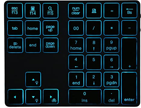 Bluetooth-Nummernblock, Wiederaufladbarer, Kabelloser Ziffernblock mit 34 Tasten und 7-Farbiger Hintergrundbeleuchtung, Externe -Tastatur, Ergänzung Zum Laptop, für