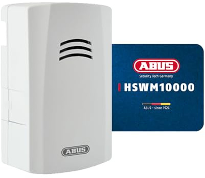 ABUS Wassermelder HSWM10000 - warnt bei Wasserschäden in Küche, Bad, Keller - 85 dB lauter Wasseralarm - Batterie austauschbar Weiss