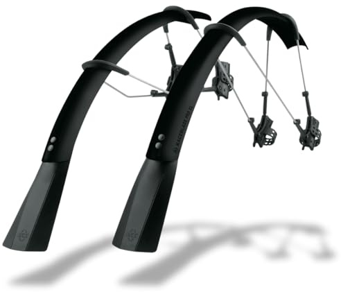 SKS GERMANY RACEBLADE PRO XL Set Black MATT Schutzblech-Set, Fahrradzubehör für Rennrad (Radschützer mit Quick-Release Befestigung, längenverstellbare Streben, Leichter und extra Langer Spoiler)