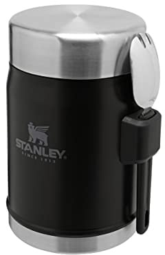 STANLEY 1913 Classic Legendary Thermobehälter Für Essen Mit Göffel 400 ml - Hält 7 Stunden Heiß Oder Kalt - Edelstahl Warmhaltebehälter - BPA-Frei - Spülmaschinenfest - Matte Black