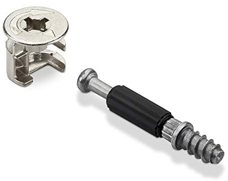 50 Stück HETTICH Korpusverbinder Exzenter RASTEX 15 mit Kragen (Ø 15 mm) und Einschraubdübel Twister DU 232 T (6 x 11 mm) Verbindungsbeschlag von SOTECH