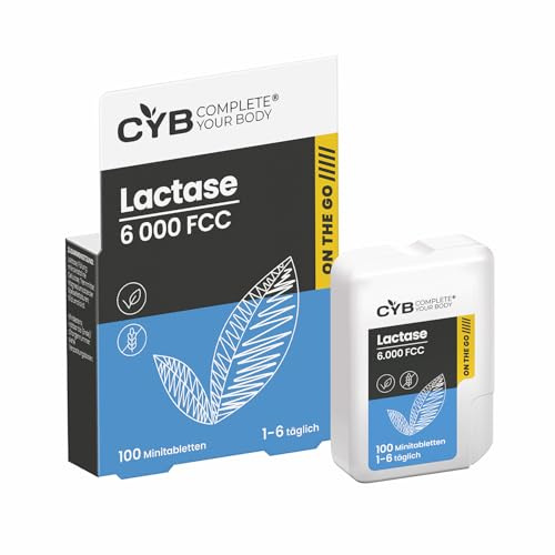 Lactase 6000 ON THE GO MINITABLETS, 100 Tablets Really Small CYB | Easy to Digest Tablets in Handy Dispenser, Lactase FCC 6000, Lactose Digestion
