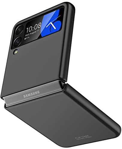 Vizvera Handyhülle für Samsung Galaxy Z Flip 4, Ultradünnes PC Matte Case Handyhülle Smartphone Cover für Galaxy Z Flip 4 2022, Schwarz