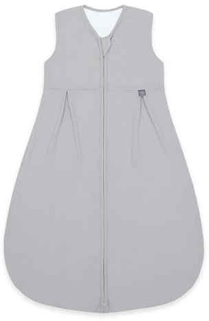emma & noah Baby Schlafsack 1.0 TOG, Ganzjahres Schlafsack für den Frühling, Sommer und Herbst, 100% Bio-Baumwolle, OEKO-TEX Zertifiziert, Strampelsack für Neugeborene (Essential Grau, 60 cm)