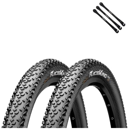 Continental Race King 29 Zoll MTB Fahrradreifen 29x2.20 55-622 29 Mountainbike Reifen – 2er Set – Profilreifen für Cross Country – inkl. 3 MSZweirad Metall Reifenheber