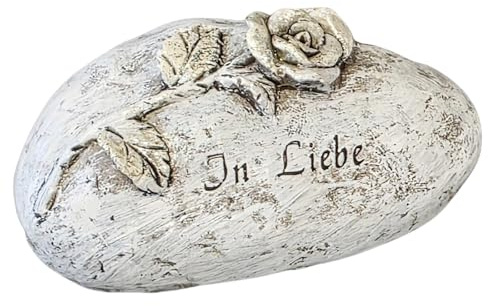 Kleiner Grabstein mit Rose & Spruch: Grabschmuck Wetterfest, Grabdeko Totensonntag & Allerheiligen, Gedenkstein Deko Friedhof, Grab, Urnengrab & Gedenkstätte, Grabdekoration Trauerschmuck, 9,5 x 6 cm