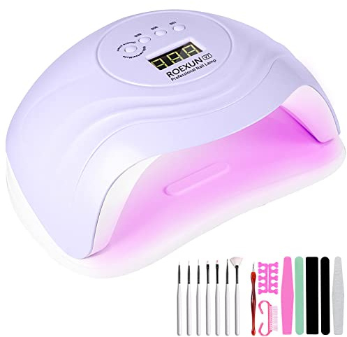 ROEXUN UV LED Lampe für Nägel,168W Nageltrockner für Gel Nagellack,Tragbarer USB-Ladefunktion,Auto-Sensor Aushärtelampe mit 4 Timer Einstellungen,Nagelwerkzeuge für Fingernagel und Zehennagel