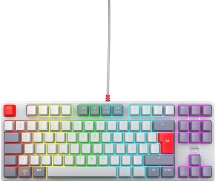 CHERRY XTRFY K4V2 TKL, Kabelgebundene Gaming-Tastatur ohne Nummernblock, Deutsches Layout (QWERTZ), RGB-Beleuchtung, Mechanische MX2A RED Switches, Retro