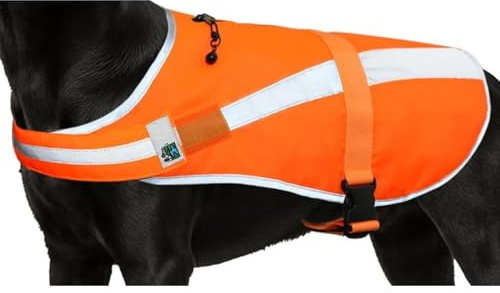 Warnweste Hund,Leuchtweste Reflektierende Weste Sicherheitsweste Reflektor Hundewarnweste mit reflektierenden für Mehr Sicherheit im Dunkeln – Verstellbar & Pflegeleicht (Orange, 55cm)
