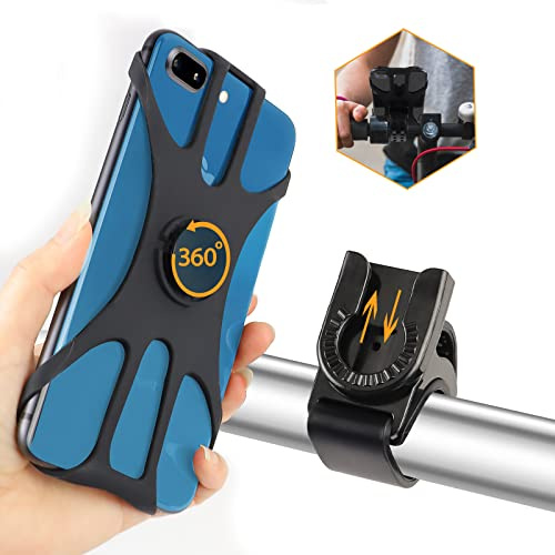 Rouclo Handyhalterung Fahrrad, Universal 360° drehbare, Handyhalter Motorrad Kompatibel mit iPhone 17 16 15 Pro Max Plus,14/13/12/11/XS,Air, SE, 4,5-7 Zoll Smartphones (Schwarz-4)