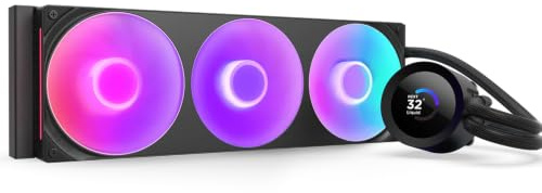 NZXT Kraken Plus 360 RGB - 360mm AIO-CPU-Kühler, LCD - Schwarz | 360mm RGB-AIO-Kühler mit anpassbarem LCD, F360 RGB Core Lüfter und Turbine Pump. Bessere Thermik, sync RGB via CAM.