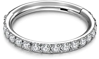 VFUN 16G 316L Chirurgenstahl Hinged Clicker Ring Septum Piercing Nasenpiercing für Damen Herren CZ Inlaid Helix Knorpel Piercing Ohr 8-10MM