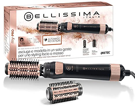 Bellissima My Pro Revolution BHS4 1100, Warmluftbürste, trocknet und modelliert, automatische Drehung in zwei Richtungen, 2 Bürsten mit 40 und 50 mm, Ionisator, 1000 W, Keramikbeschichtung