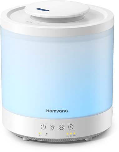 Homvana Luftbefeuchter Schlafzimmer, 1,5L Top-Fill Kühlnebel Klein Luftbefeuchter Baby, Aroma Diffuser ätherische öle, Duftöl, Aromatherapie, Ultraschall Vernebler, Raumduft LED Diffuser, BPA Free
