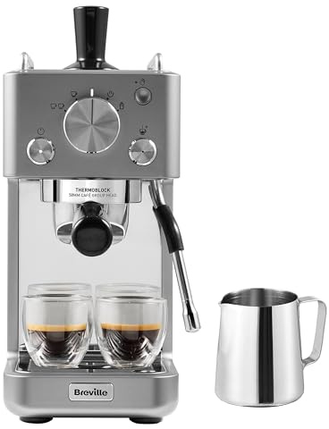 Breville Barista-Espressomaschine „Slimline“ | integrierter Milchaufschäumer | kompakte Kaffeemaschine für Cappuccinos, Lattes und mehr | 15-bar-Pumpe | Silber [VCF185X]