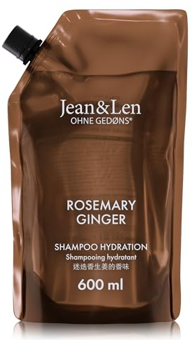 Jean & Len Shampoo Feuchtigkeit Rosemary & Ginger, Nachfüllbeutel, 600 ml | Für trockenes & sprödes Haar, reinigt & pflegt spürbar, würzig-frischer Duft, ohne Silikone & Parabene