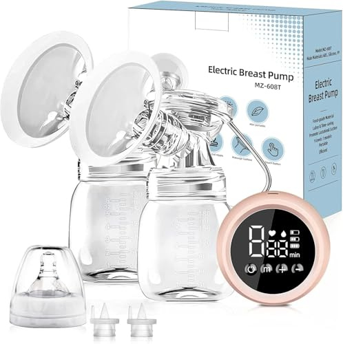 Anluomania Milchpumpe Elektrisch Tragbar, Elektrische Doppelmilchpumpe, Elektrische Milchpumpe, Stillpumpe mit 3 Modi und 9 Stufen, BPA-frei, Schmerzfreie, Wiederaufladbare Brustpumpe mit LED-Display