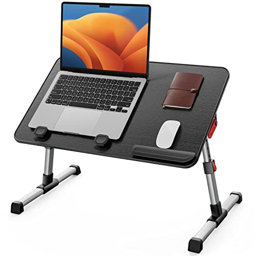 Tisch, SAIJI Betttisch höhenverstellbar, mit 4 einstellbare Winkel, Klappbarer Lapdesk, für Sofa Couch Boden Arbeiten Studieren Lesen Schreiben Essen, Fit bis zu 17 Laptop (60 * 33cm Schwarz)
