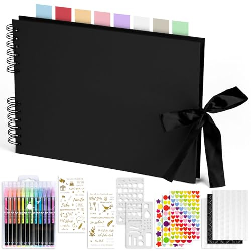 KASZOO Fotoalbum zum Selbstgestalten, DIY 80 Schwarze Seiten, Kann als Abschluss Geschenk, Geburtstagsgeschenk, Hochzeitstagsgeschenk