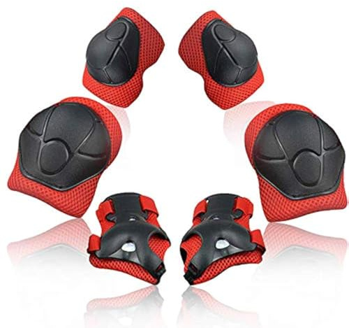 Heatigo Kinder Knieschoner, 6 Stück Kinde Schützerm Set, Schutzausrüstung Kinder Knieschoner Ellenbogenschützer Handgelenkschoner Protektorenset für Skateboard Roller Skaten Fahren Outdoor Sport…
