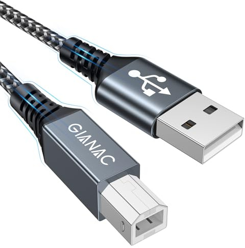 GIANAC USB Druckerkabel [2M] USB A zu USB B Druckerkabel Nylon Geflochten USB 2.0 Typ B Kabel für HP, Brother, Dell, Canon, Epson, Lexmark, Xerox, Samsung und Scanner usw