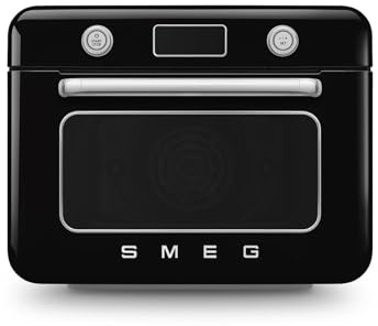 Smeg, COF01BLEU, Dampf-Kombibackofen, 10 Kochfunktionen, 33 automatische Rezepte, abnehmbarer Tank, Dampfgaren, Entkalkungsfunktion, 1800 W Leistung, Schwarz