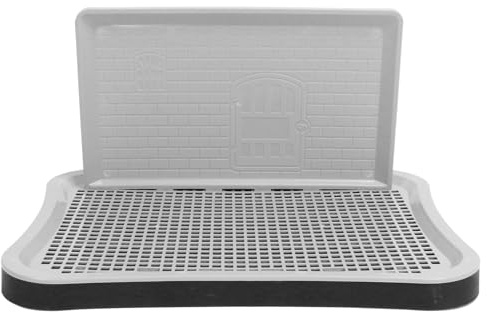 Plplaaoo Hundetrainings-Toilette mit Wandsäule & Netzdesign – 51×38×3.5 cm Tragbares Trainingstablett für Welpen & kleine Hunde, für Wohnung & Balkon(Schwarz)