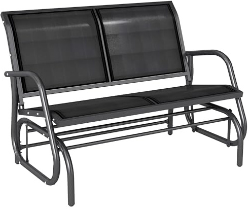 Outsunny Schaukelstuhl 2-Sitzer Gartenbank Gartenschaukel Sitzbank Parkbank Metall Gartenmöbel Schwarz 120 x 70 x 85 cm