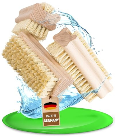 FEINHOLZ Handbürste Nagelbürste Holz (3 Stck.) mit stabilen Borsten hart und weich, Bürsten plastikfrei, Made in Germany, Nagelbürste Kinder, Gemüsebürste, Wurzelbürste, Fingerbürste, Handwaschbürste