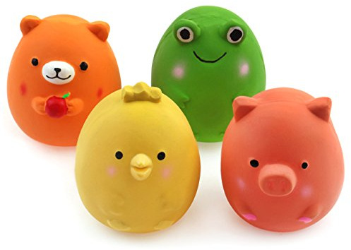 Chiwava 4 Stücke 6cm Quitschende Hundespielzeug aus Latex - Lustige Tier | Sets für kleine Hunde, zum schnellen Fangen und Spielen,Außen Innen Spielzeug,Sortierte Farben