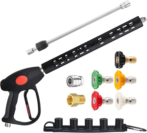 M MINGLE Austauschpistole für Hochdruckreiniger mit Verlängerungslanze, M22 15 mm oder M22 14 mm Anschluss, 5 Düsen, 100 cm (40 Zoll), 276 bar (4000 PSI)