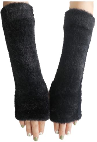 1 Paar Armstulpen Damen Winter,Ohne Daumen Arm Stulpen Schwarz oder Weiß | Fingerlose Handschuhe Arme Handstulpen,Armwärmer Pulswärmer Lange Sleeve Warmers,Hände Handwarmers für Winte Herren Kinder