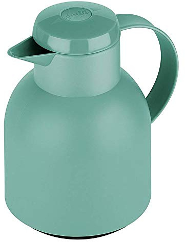 Emsa Samba Isolierkanne F40102 | 1 Liter , Kunststoff | Quick Press Verschluss | 100% dicht | 12h heiß, 24h kalt | Puder Grün