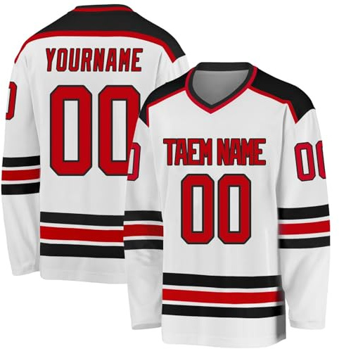 Personalisiertes Eishockey-Trikot mit eigenem Druck, langärmeliges Eishockey-Trikot für Eishockey-Fans, Herren, Damen, Jugend, 1-farbig, L