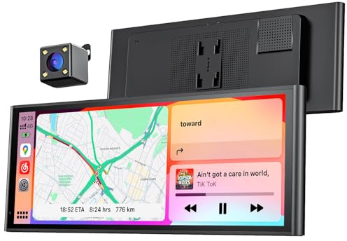 Krunia 9,26 Tragbares Carplay Display für Apple CarPlay Android Auto, OTA | Wireless Car Play Tablet mit IPS-Bildschirm, OTA-Updates, Rückfahrkamera, Mirror Link, Bluetooth, Sprachsteuerung, GPS, FM