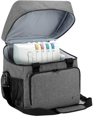 Luxja Overlock Tasche für Overlock Maschinen, Overlocktasche für Aufbewahrung Overlock-Nähmaschinen, Coverlocktasche für Transport Overlockmaschine und Zubehör, 33CM x 30,5CM x 34CM, Grau