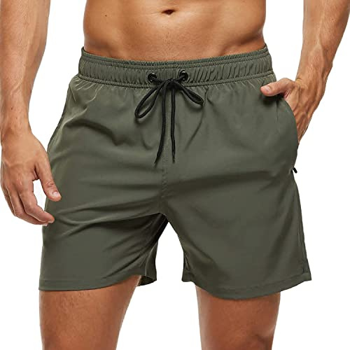 Arcweg Badehose für Herren mit Reißverschlusstasche Atmungsaktiv Wasserabweisend Badeshorts Männer Trainingsshorts Elastisch Verstellbar Mit Tunnelzug Meshfutter