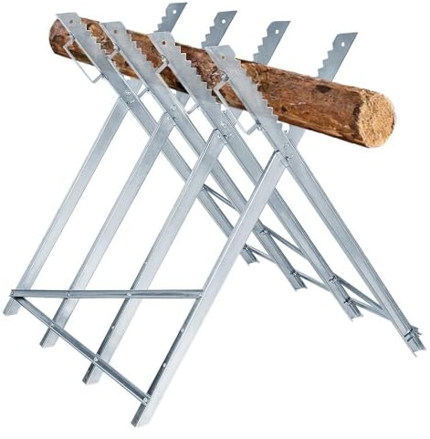 UISEBRT Klappbarer Sägebock für Kettensägen, Belastbarkeit 150kg, Stahlgestell für Brennholz und Holzsägearbeiten, 82x80.5x79cm, Stahl