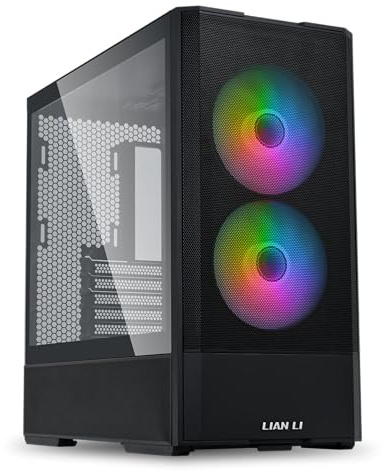 Lian Li LANCOOL 207 Gaming PC Gehäuse ATX Schwarz - Midi Tower PC Gehäuse mit RGB-Beleuchtung, Grafikkarten bis 375 mm, bis zu 360 mm Radiator, Black Case Stahl, Gehärtetes Glas