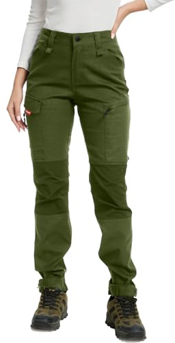 WORK IDEA Damen Wanderhose aus Baumwolle, Stretch-Slim Fit, wasserabweisend, verstellbare Hosenbeine, geeignet für Camping, Wandern & Gartenarbeit