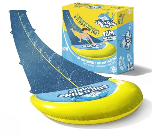 Offizielle VentriBattle | Zweibahn-Rutschmatte | Anschließbarer Wasserschlauch | 10 Meter | Premium Qualität | Slip'n Slide | Wasserspiel im Freien | + Dick | + Steif | + Schnell | 100% Spaß PVC