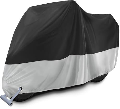 Motorrad Abdeckplane Outdoor XXL Motorradabdeckung Wasserdicht, UV-Schutz Hitze-Resistent Motorradgarage Winterfest Motorradplane mit Schlossloch für Roller Scooter Moped - 245x105x125cm