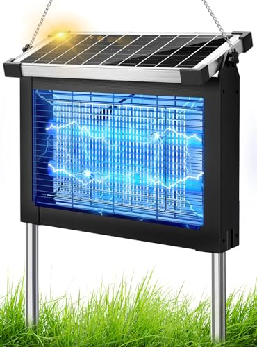 Anysun Solar Insektenvernichter, 4500V Mückenlampe Außen mit 4000mAh Akku | USB Wiederaufladbar, IPX5, Dämmerungssensor, 3m Kabel, Insektenvernichter Elektrisch für Terrasse, Balkon, Garten, Camping