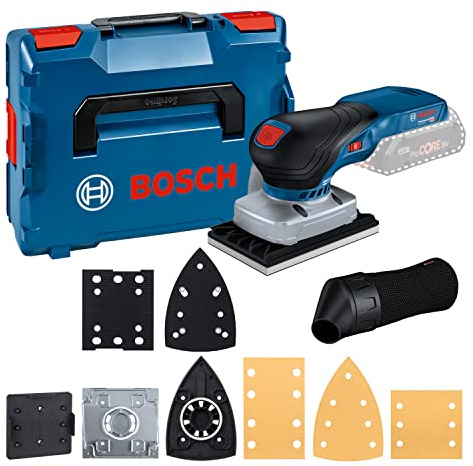 Bosch Professional 18V System Akku Schwingschleifer GSS 18V-13 (bürstenloser Motor, inkl. Staubbeutel, 3x Schleifplatte, 3x Schleifblatt, Lochwerkzeug, L-BOXX, ohne Akku/ Ladegerät)